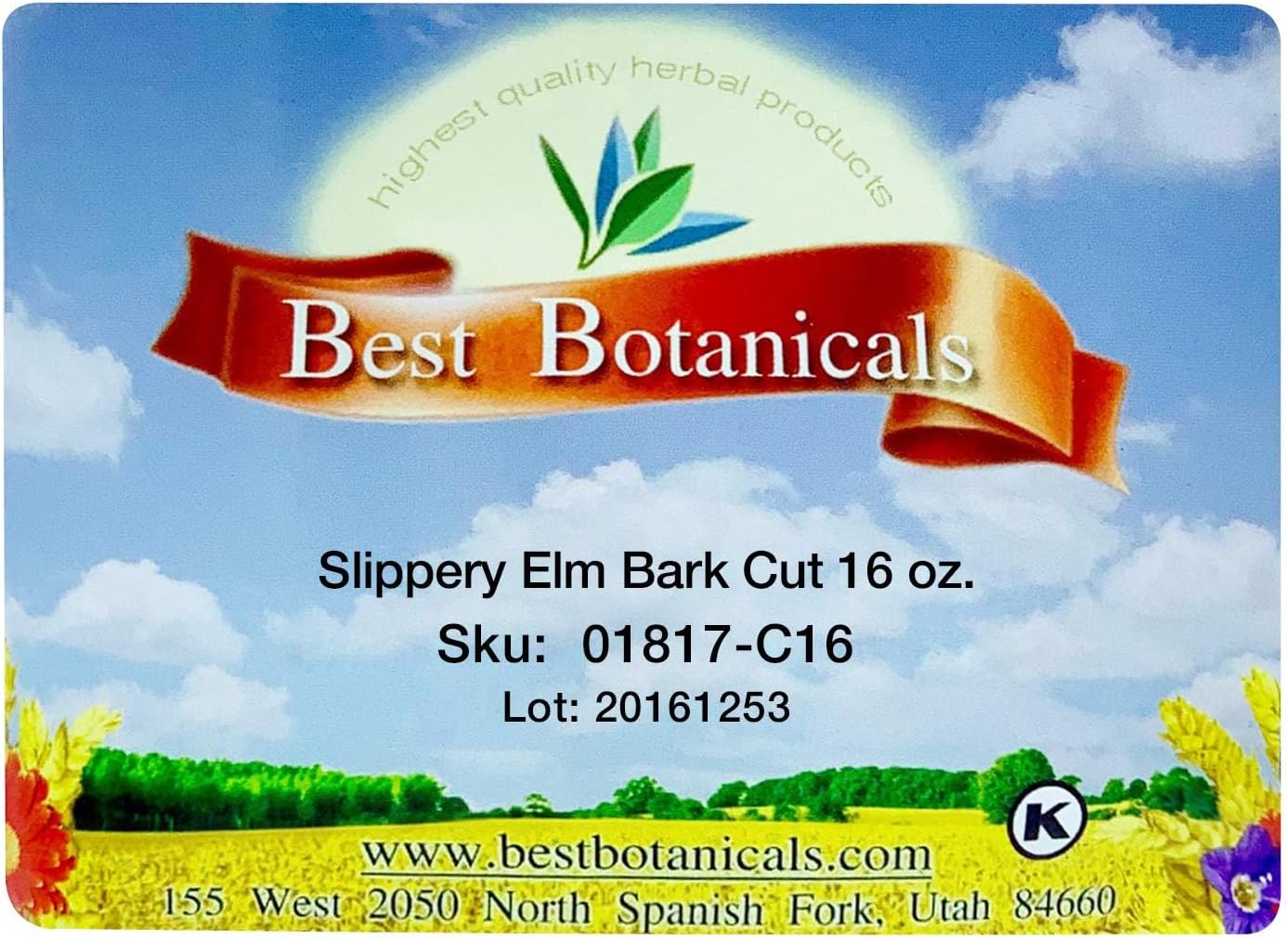 16 oz Best Botanicals Slippery Elm Bark Cut - Premium Quality Herbal Supplement