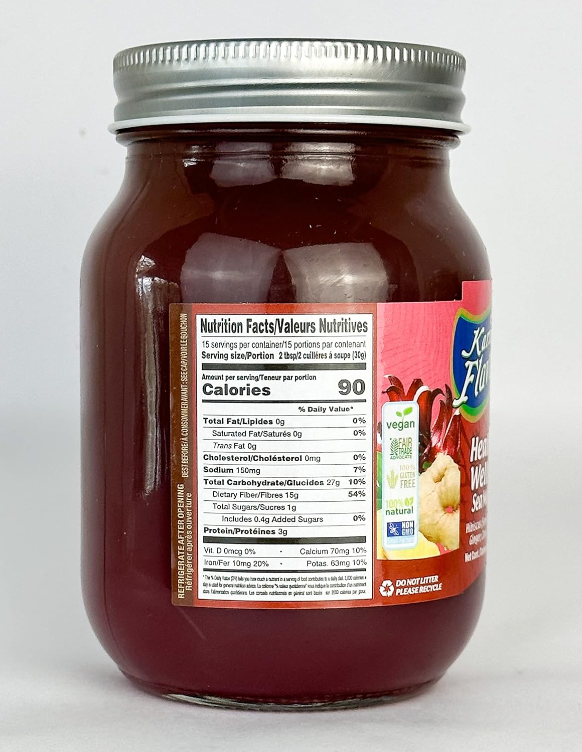 16 Oz Karibbean Flavours Sea Moss Gel with Sorrel Hibiscus - Organic and Ethically Harvested, Rich in Vitamins and Minerals