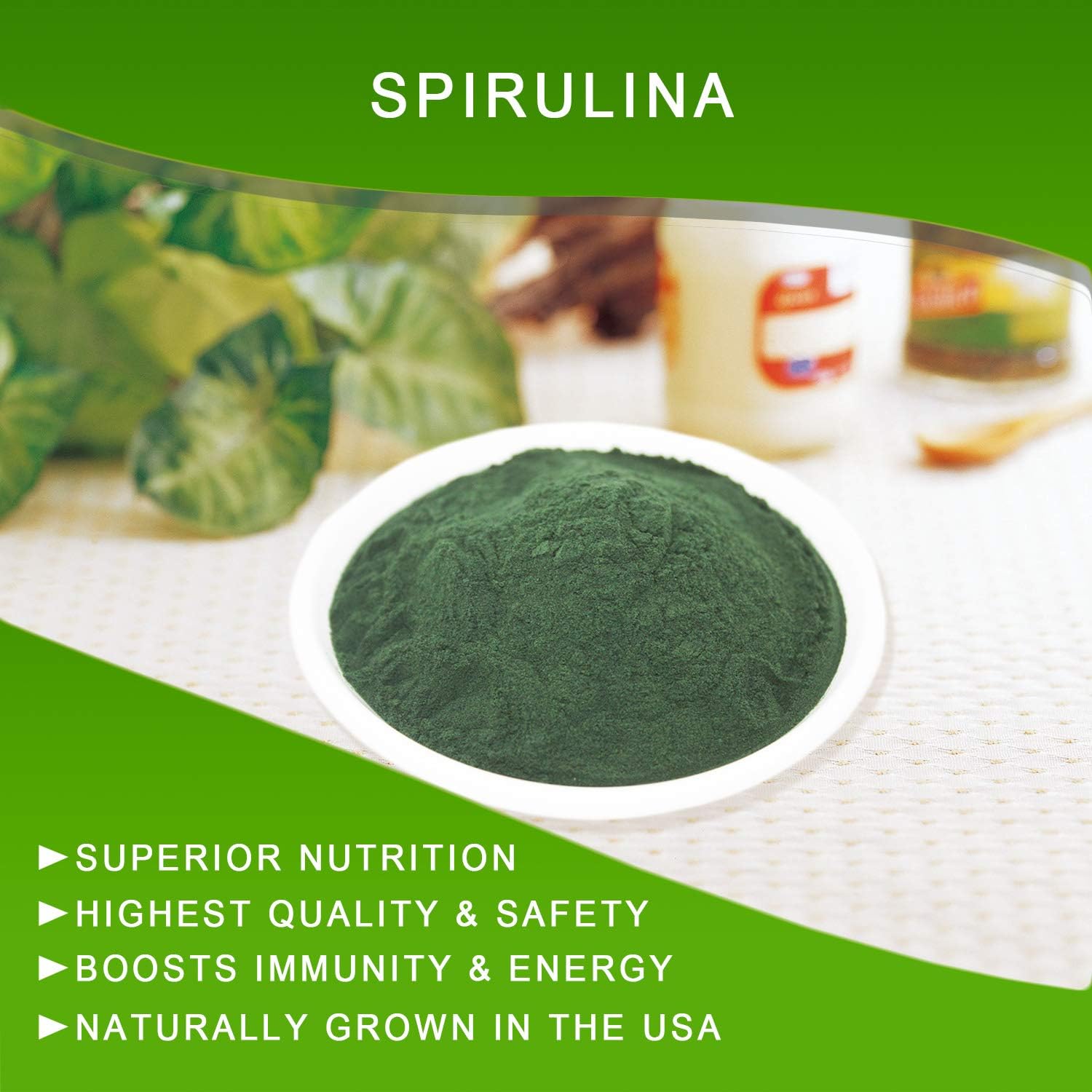 16oz DABC OAK LAND DOL Spirulina Powder - 100% Vegetarian Fitness Food, Plant-Based Protein Substitute
