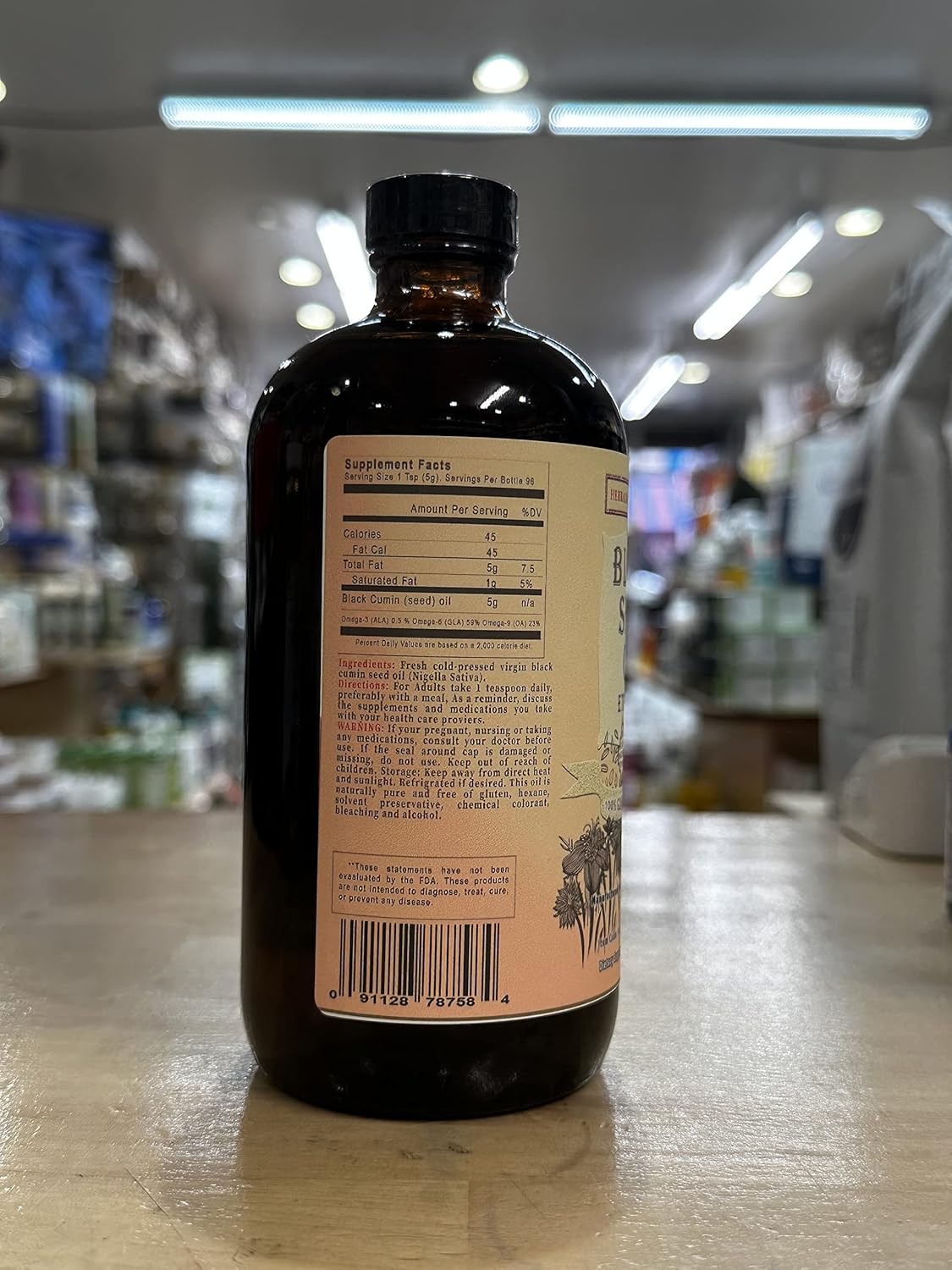 16oz Herbal Organic Works Black Seed Oil - 3x Thymoquinone, Cold Pressed Ethiopian Cumin Seed Oil - 100% Natural Nigella Sativa Glass Bottle