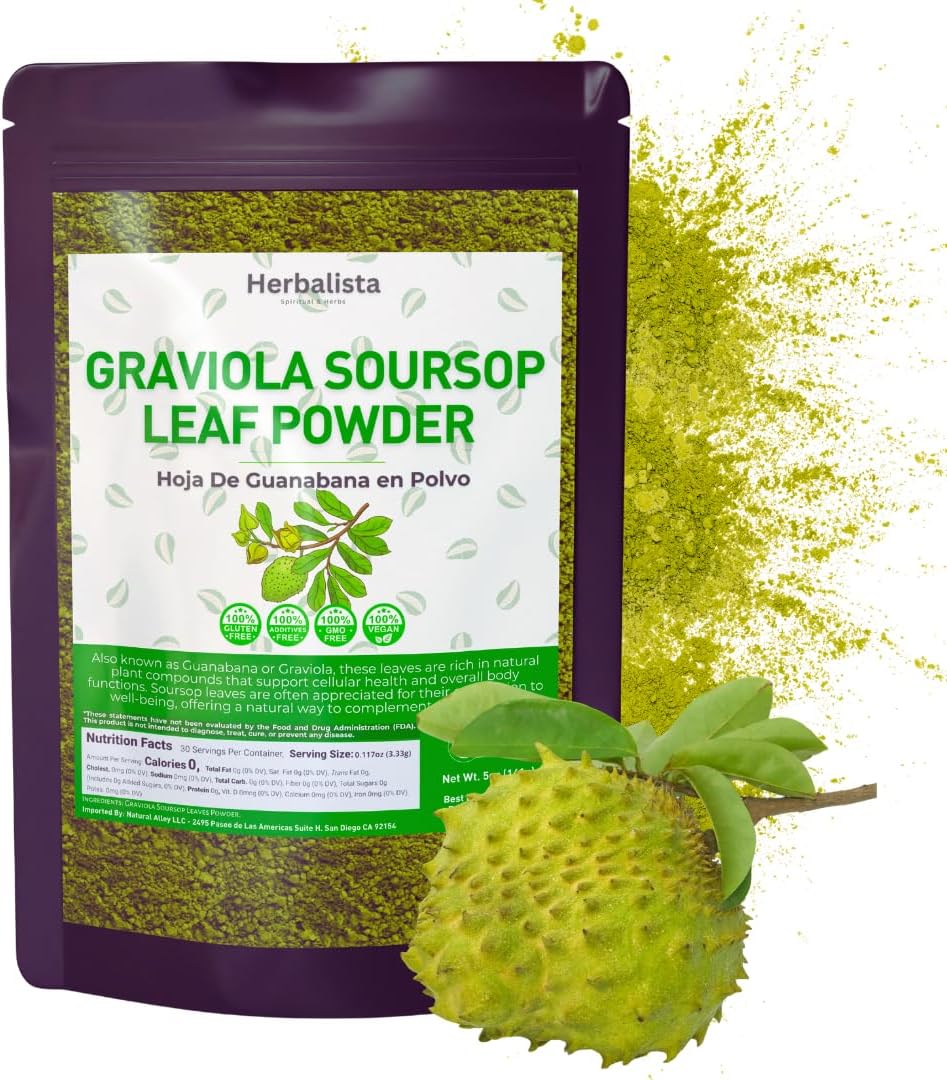 16oz Pure Soursop Leaf Powder - Natural Graviola Hoja de Guanábana from Mexico | Gluten-Free, Sugar-Free, Vegan | Premium Quality