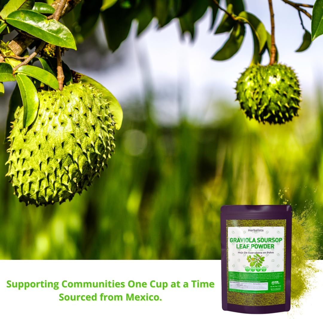 16oz Pure Soursop Leaf Powder - Natural Graviola Hoja de Guanábana from Mexico | Gluten-Free, Sugar-Free, Vegan | Premium Quality