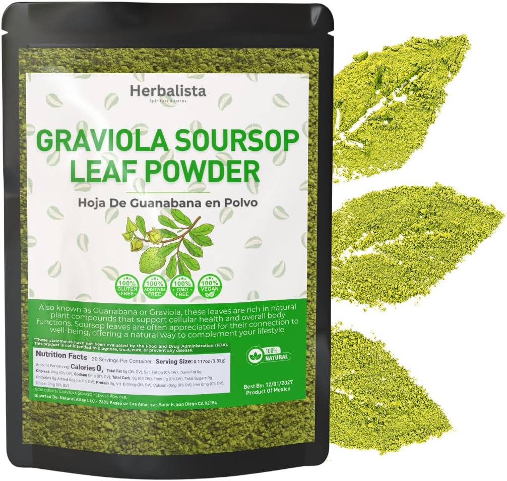 16oz Pure Soursop Leaf Powder - Natural Graviola Hoja de Guanábana from Mexico | Gluten-Free, Sugar-Free, Vegan | Premium Quality
