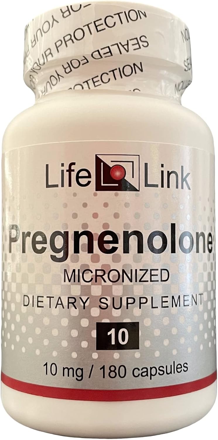 180 Capsules of LifeLink Pregnenolone 10mg for Immune Support, Anti-Aging, Memory, and Cognition | Gluten Free & Non-GMO | USA Made