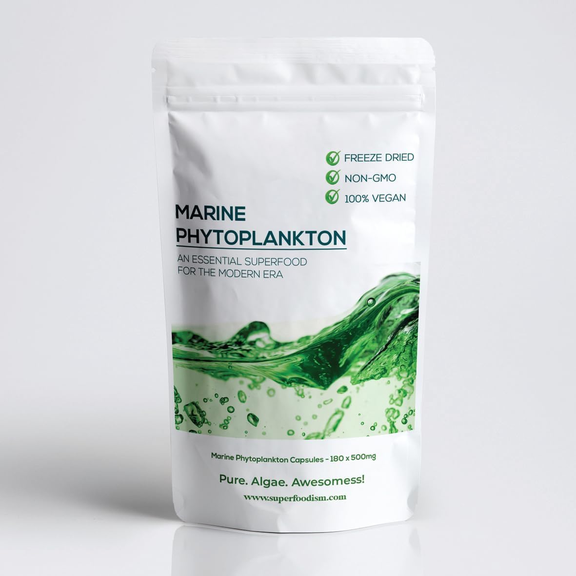 180 Capsules of SuperFoodISM Marine Phytoplankton Supplement - Omega-3 Rich Superfood with Essential Nutrients for a 30 Day Supply