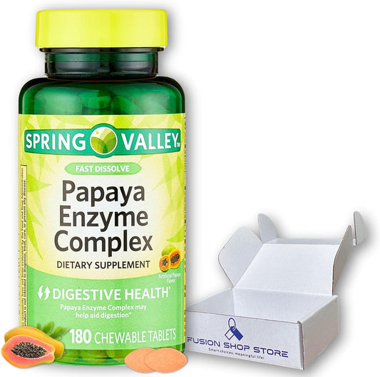 180 Count Papaya Enzymes Chewable Tablets - Dietary Supplement Complex by Fusion Shop Store