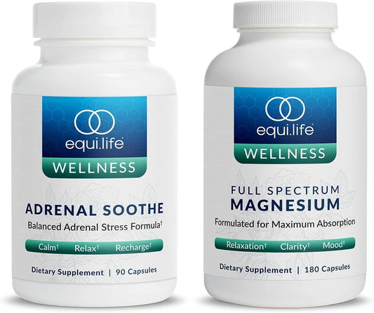 180 ct. Equilife Full Spectrum Magnesium & 90 ct. Adrenal Soothe Bundle - Mood & Energy Support, Vegan & Non-GMO Supplement