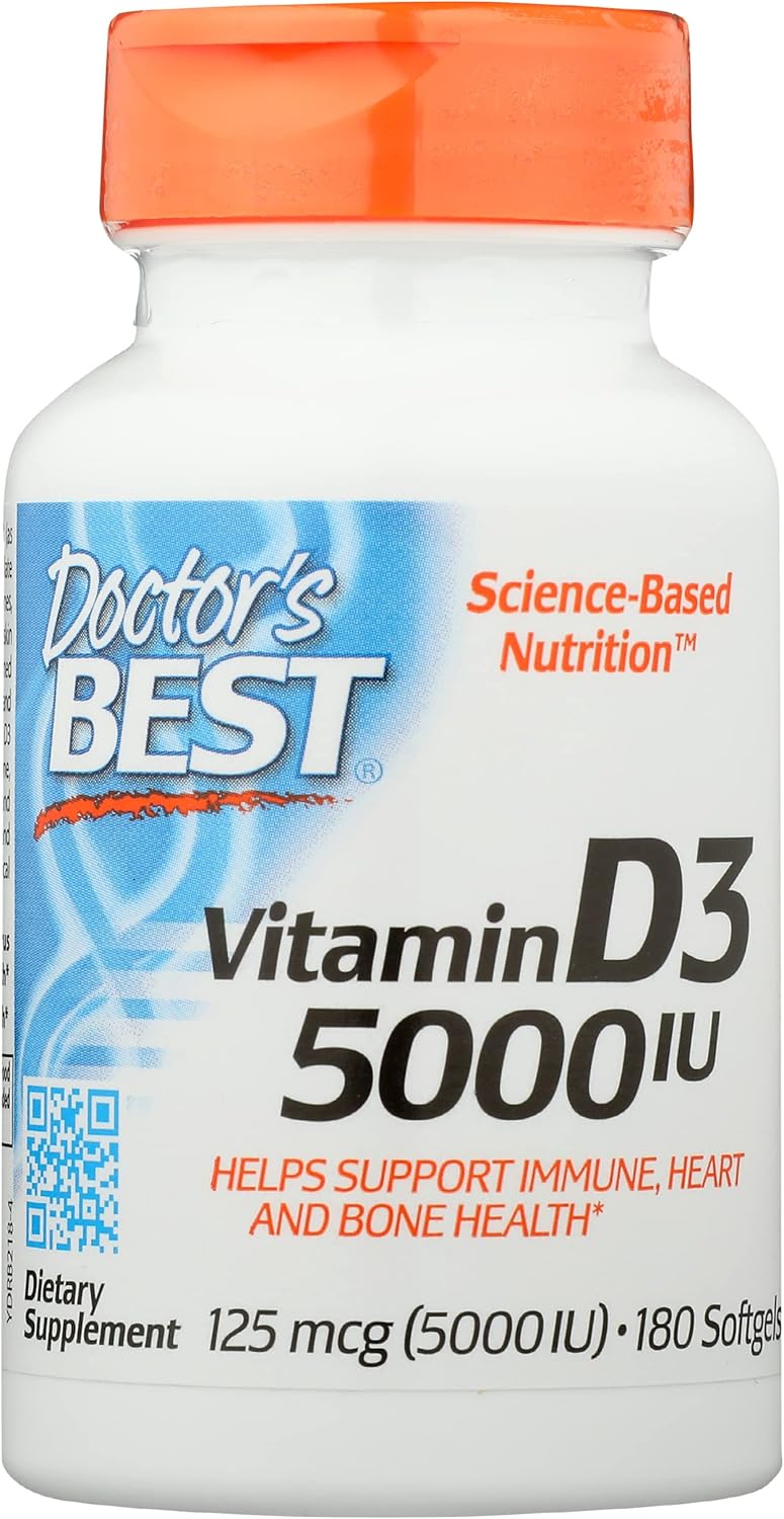 180 Non-GMO Doctor's Best Vitamin D3 5000IU Softgels