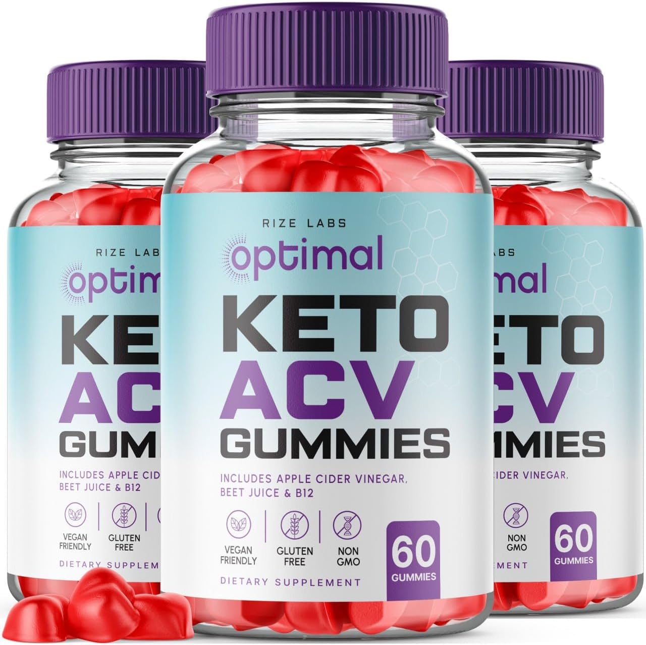 180 Optimal Keto ACV Gummies for  Slimming Formula  with Apple Cider Vinegar - Gluten Free & Non-GMO Supplement - Reduce Belly Fat - Advanced Formula by Rize Labs