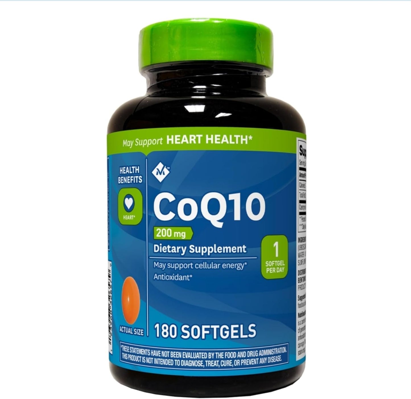 180 Softgels of Members Mark CoQ10 200mg Dietary Supplement for Cellular Energy and Antioxidant Support