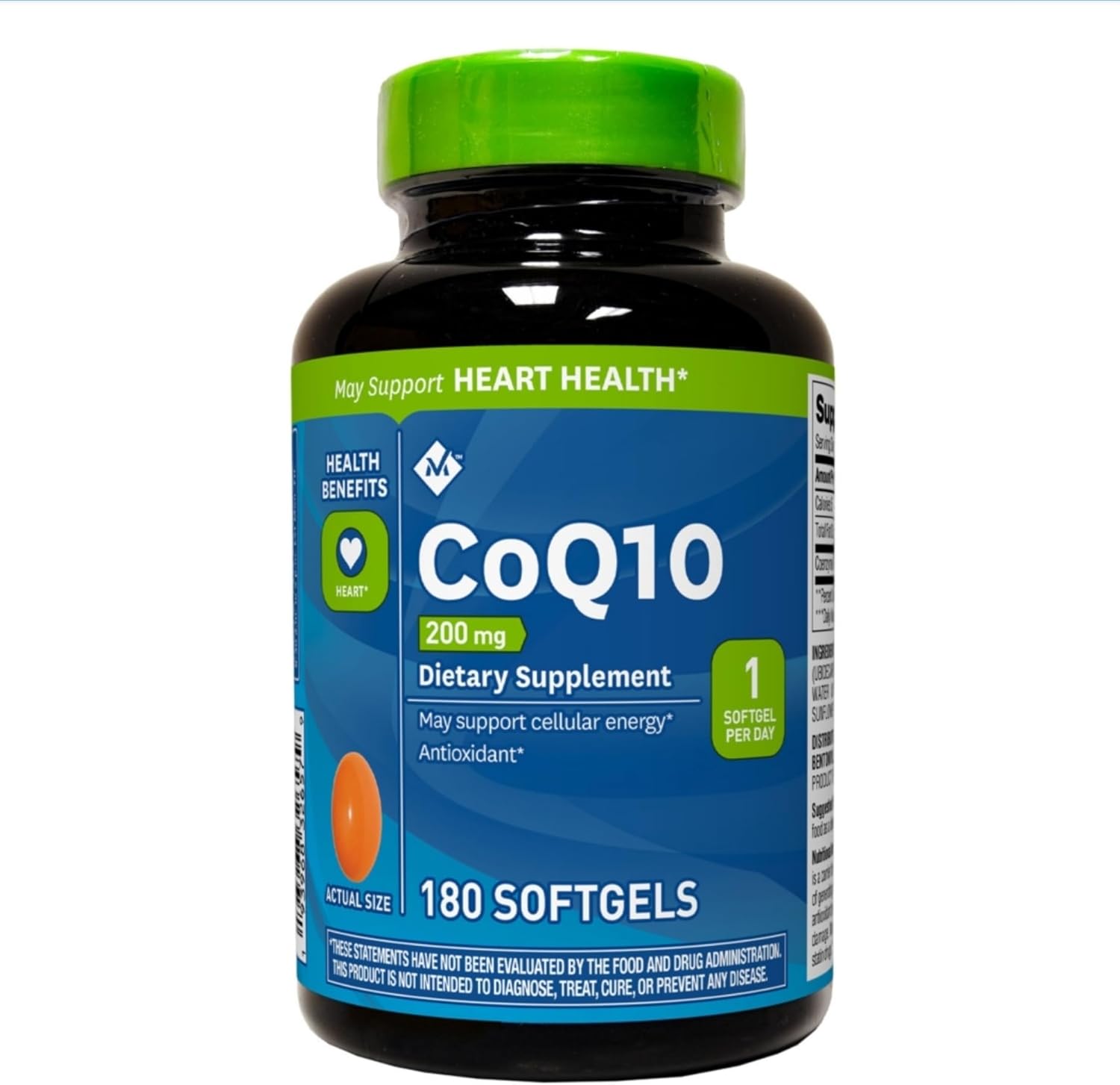 180 Softgels of Members Mark CoQ10 200mg Dietary Supplement for Cellular Energy and Antioxidant Support