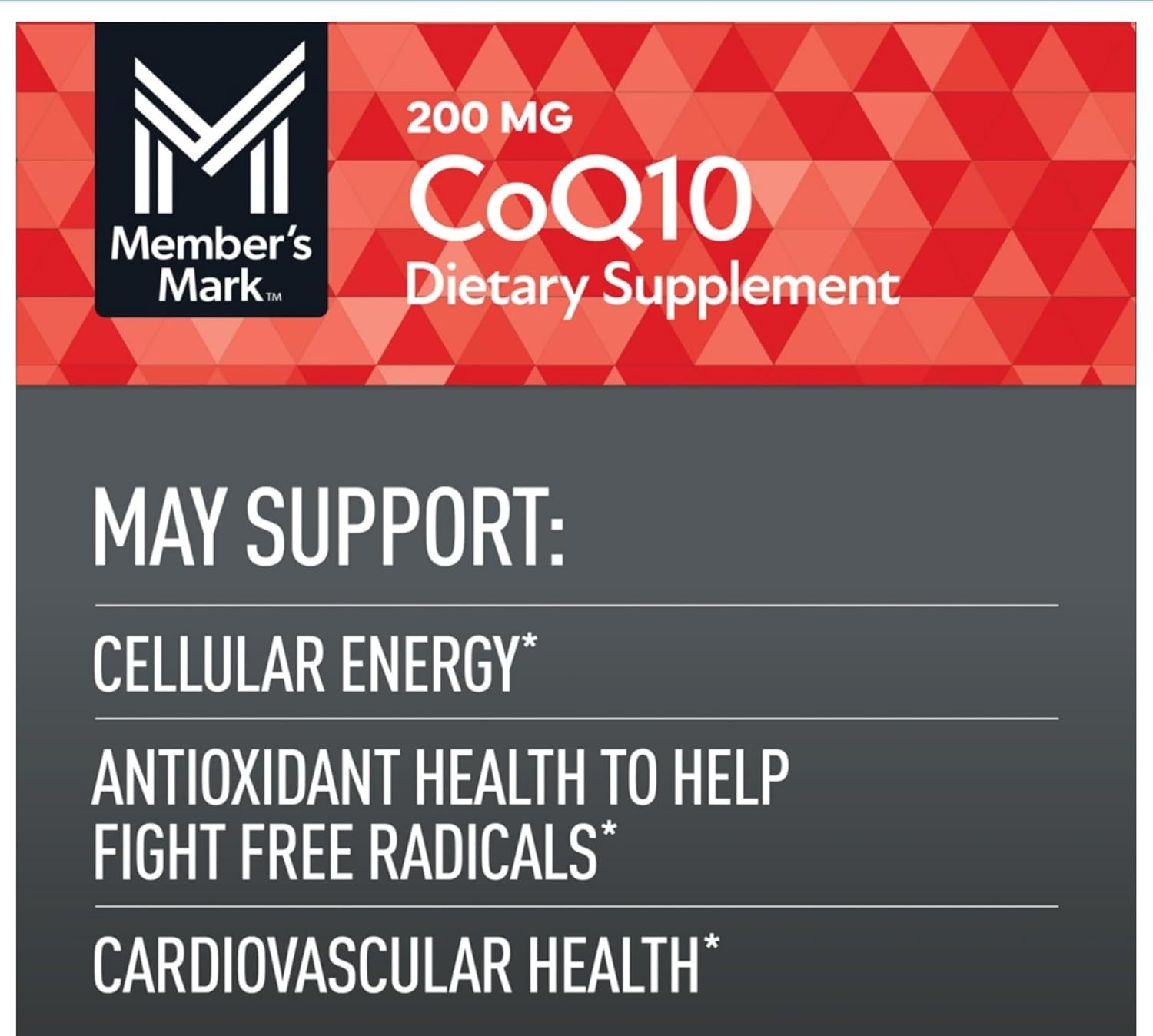 180 Softgels of Members Mark CoQ10 200mg Dietary Supplement for Cellular Energy and Antioxidant Support