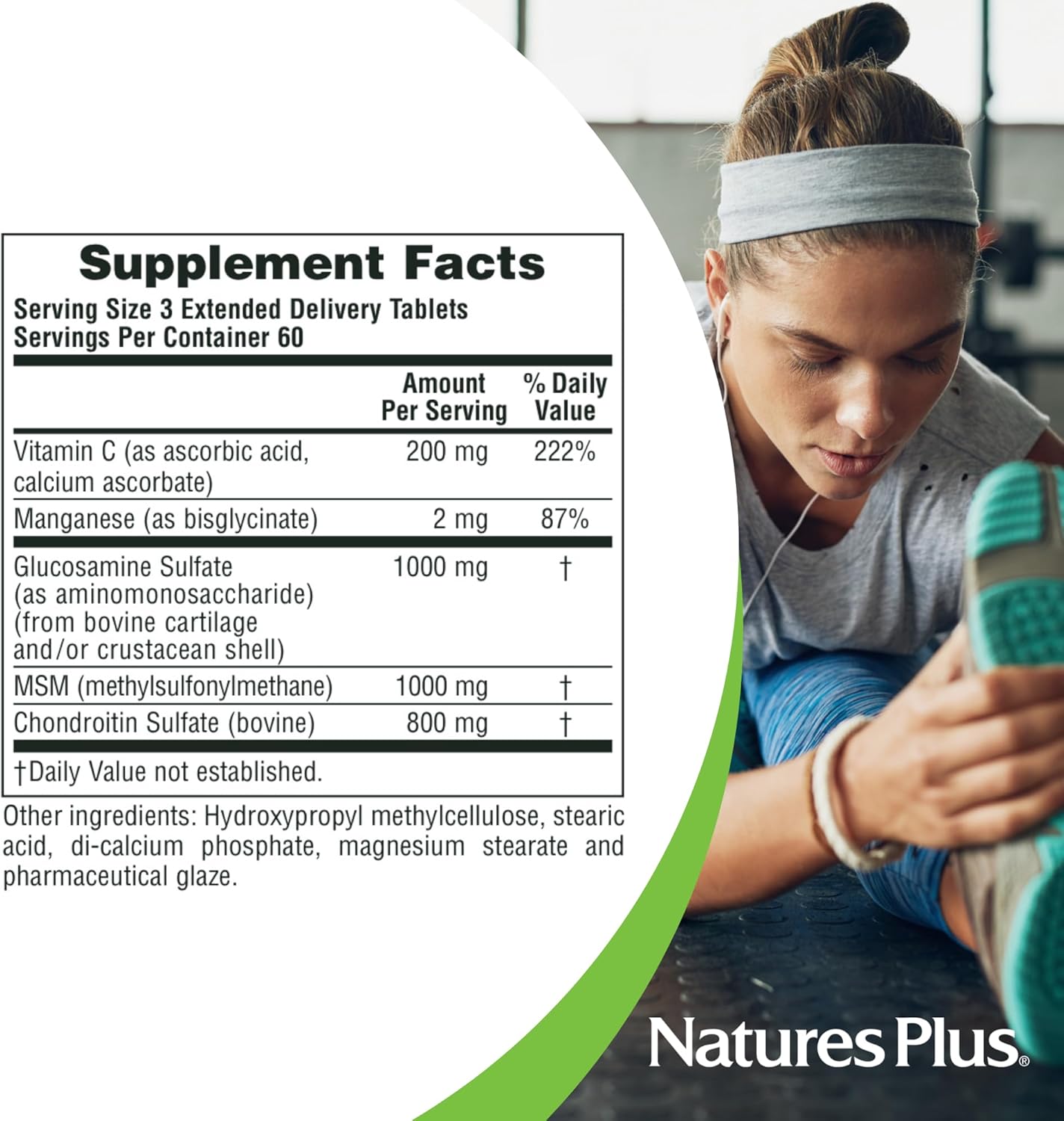 180 Tablets NaturesPlus Advanced Therapeutics Glucosamine/Chondroitin/MSM Ultra Rx Joint Tablets - Extended Delivery - High Potency Joint Support - Gluten-Free - 60 Servings