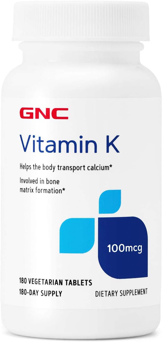 180 Tablets of GNC Vitamin K 100mcg for Calcium Transport in the Body