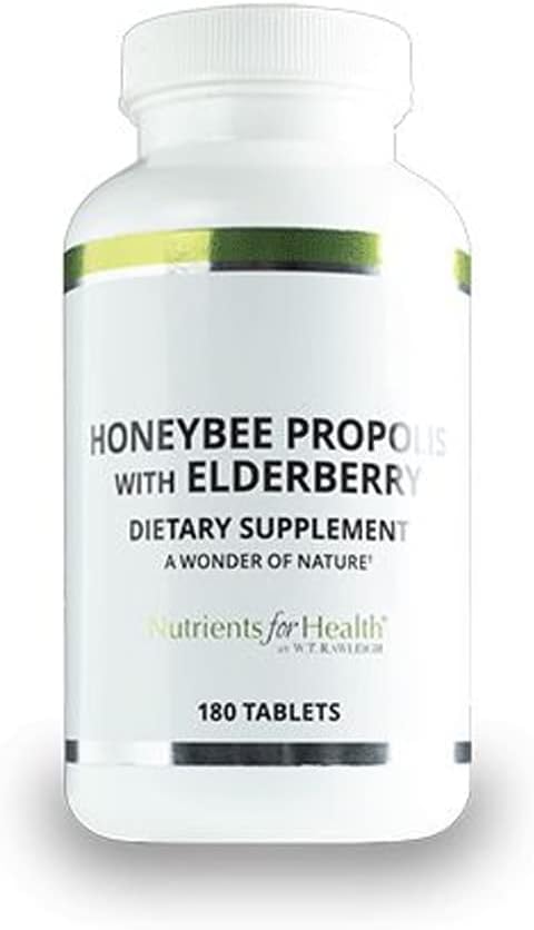180 Tablets Rawleigh Honeybee Propolis with Elderberry: Vegetarian Immune Health Supplement