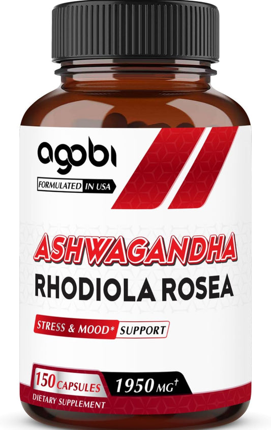 1950mg High Concentrated Ashwagandha & Rhodiola Rosea Supplement for Immune System Support, Energy, Focus, and Overall Health - 150 Capsules