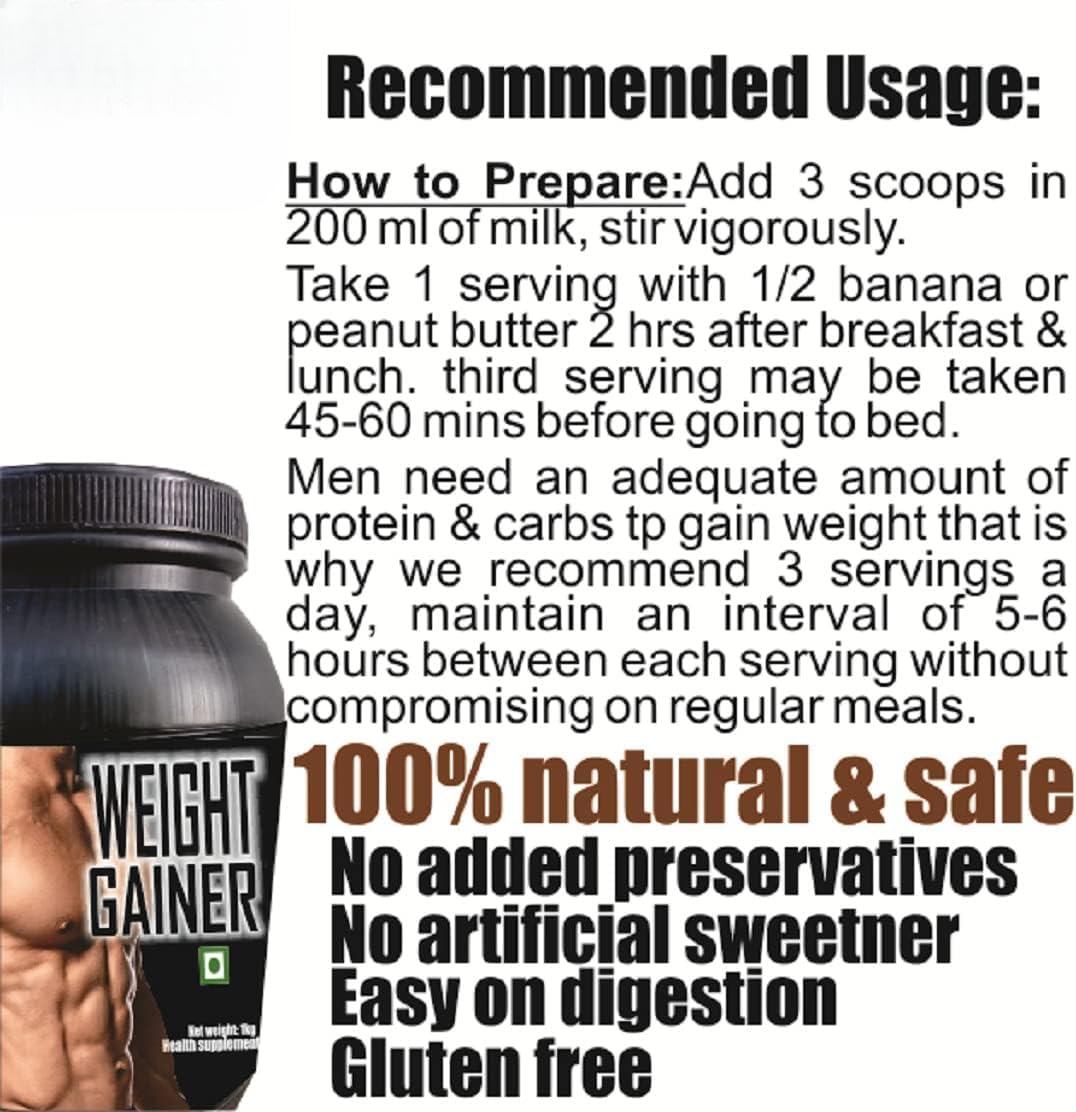 1kg Chocolate Weight Gainer Protein Powder - High-Quality Formula for Muscle Growth and Recovery