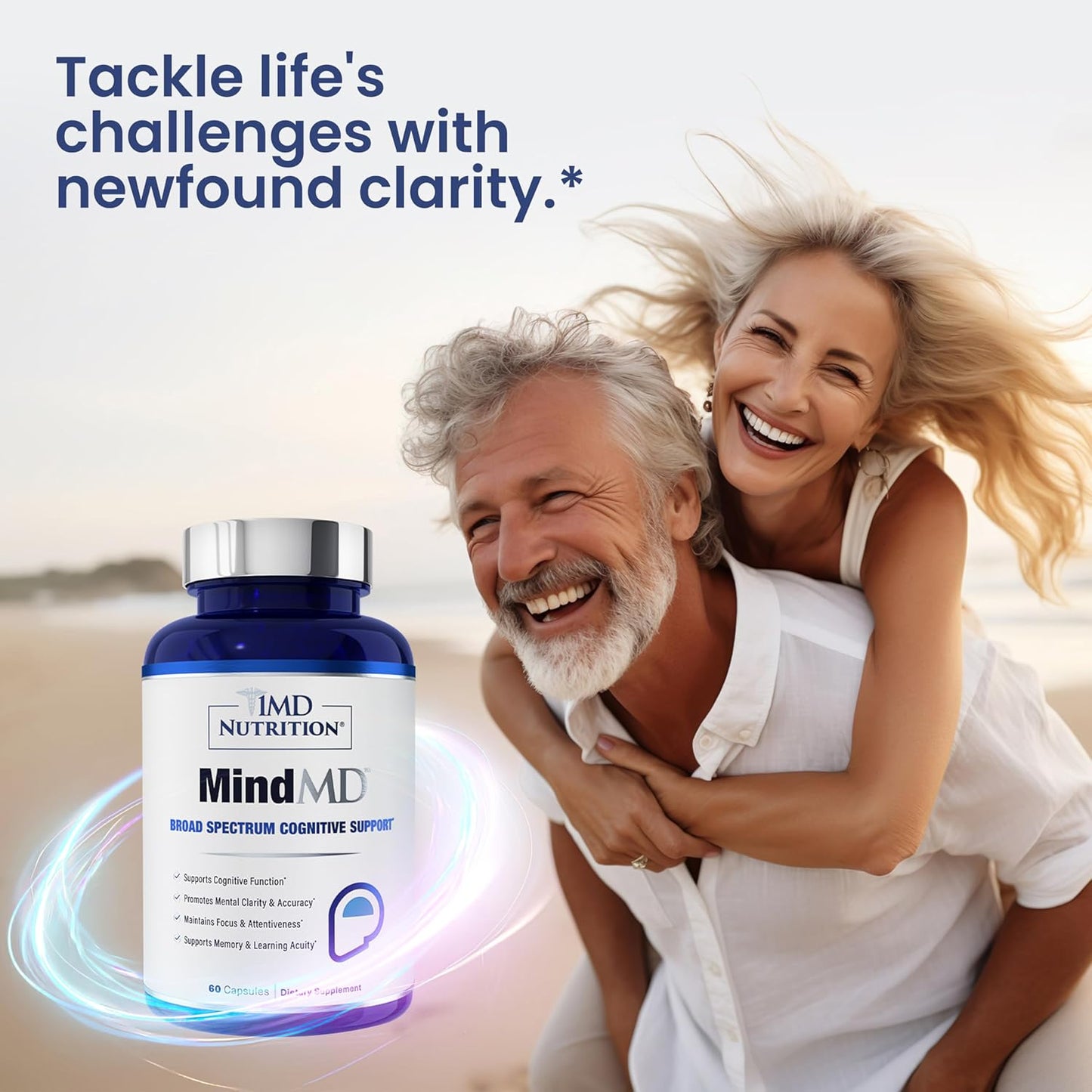 1MD Nutrition MindMD Brain Supplement with Bacopa Monnieri & Green Tea Extract for Memory, Focus, and Nootropic Brain Support - 60 Capsules