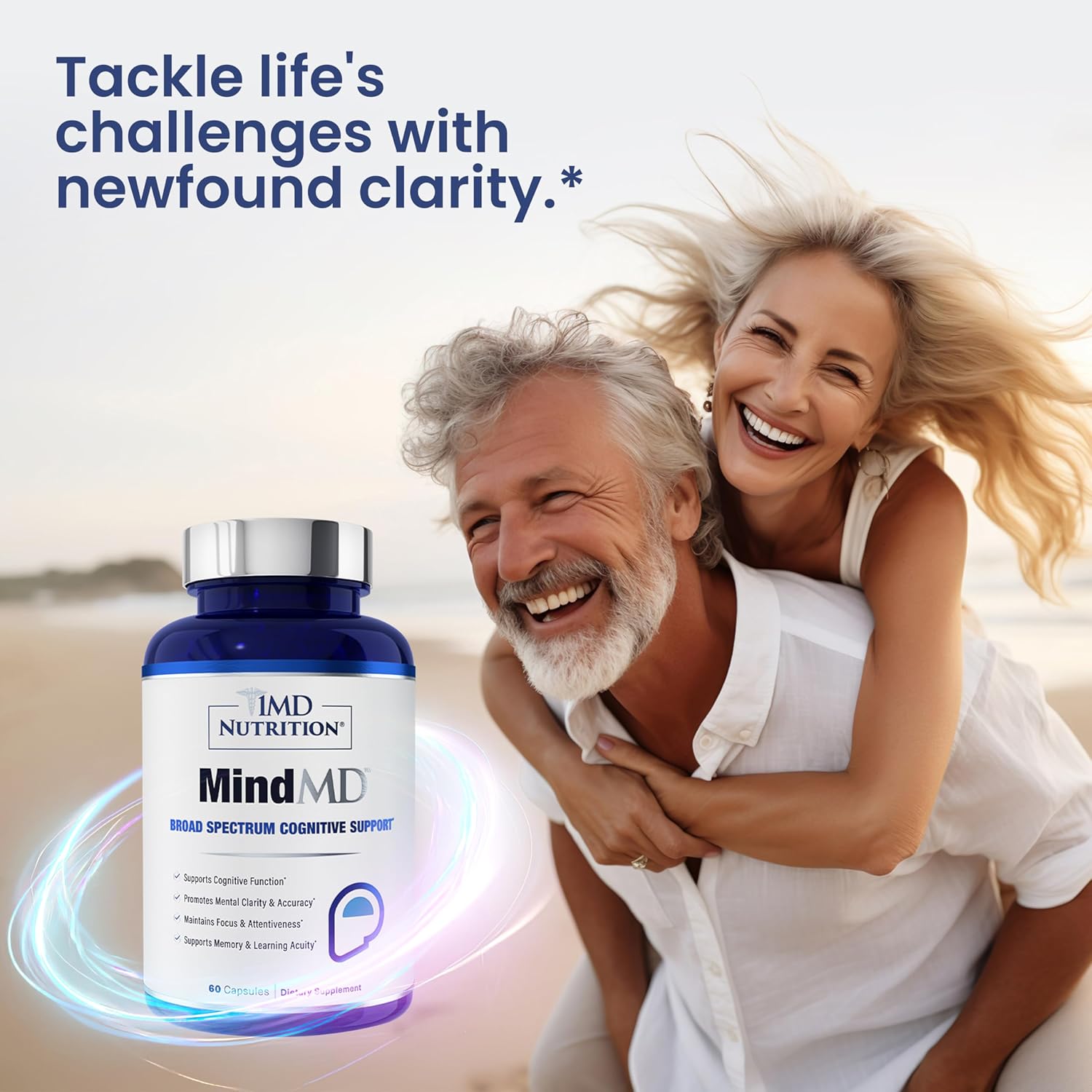 1MD Nutrition MindMD Brain Supplement with Bacopa Monnieri & Green Tea Extract for Memory, Focus, and Nootropic Brain Support - 60 Capsules