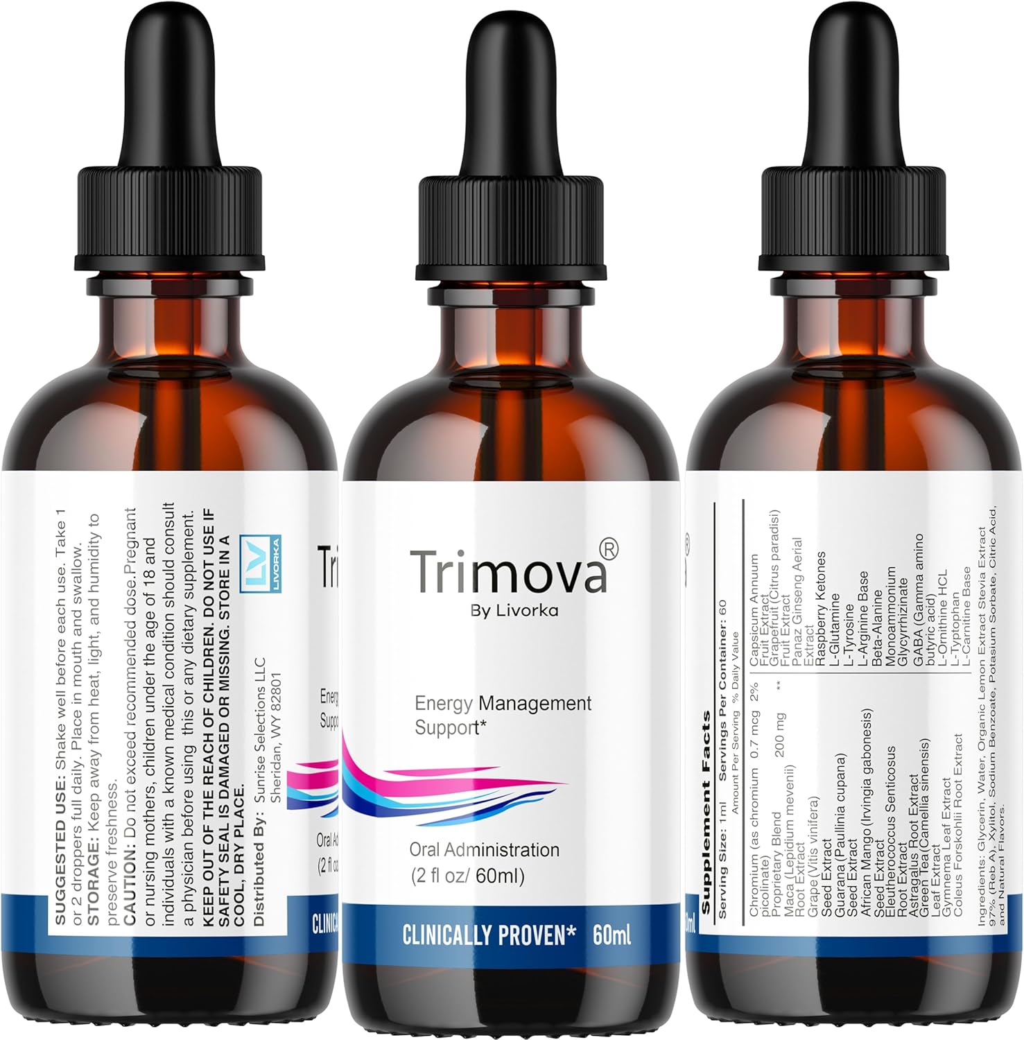 2 Bottles of LIVORKA Trimova Liquid Drops Advanced Formula for Metabolism Support, 60-Day Supply