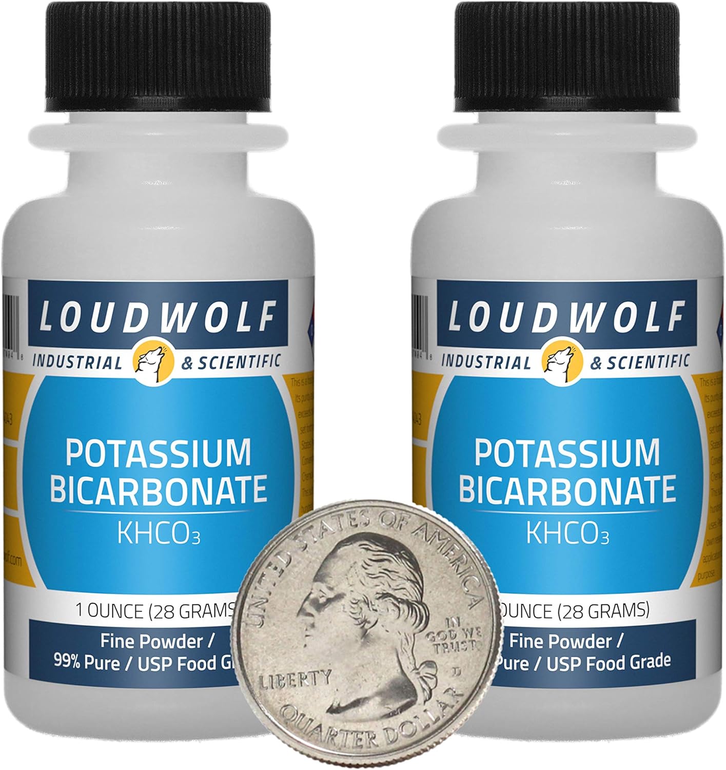 2 Bottles of Loudwolf Potassium Bicarbonate 2 Ounces Each - 99% Pure USP Food Grade Fine Powder