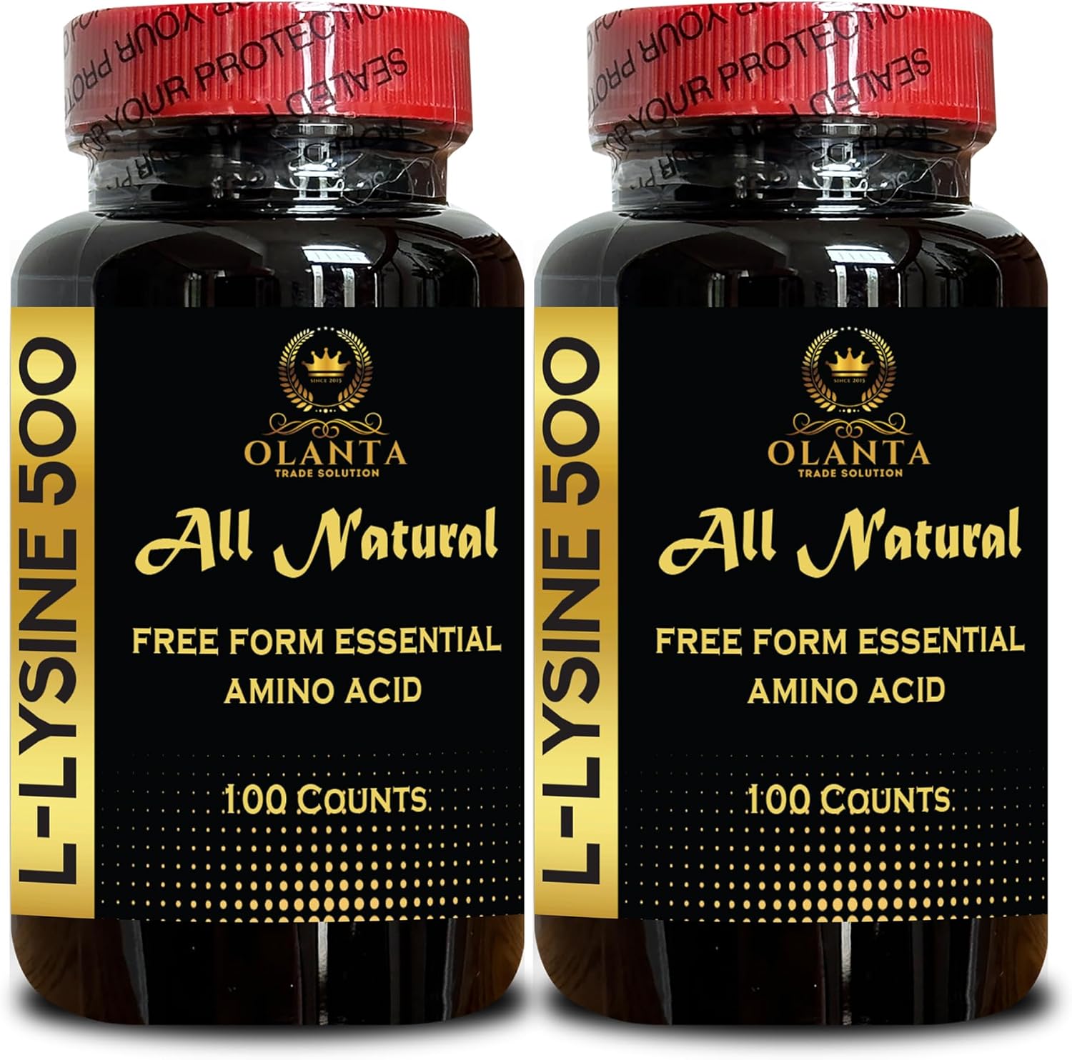 2 Bottles Olanta Trade Solution L-Lysine 500 Amino Acid Capsules for Immune Function & Energy Support - Menopause Supplements for Women, Post-Workout Recovery with Vitamins, Minerals & Herbs
