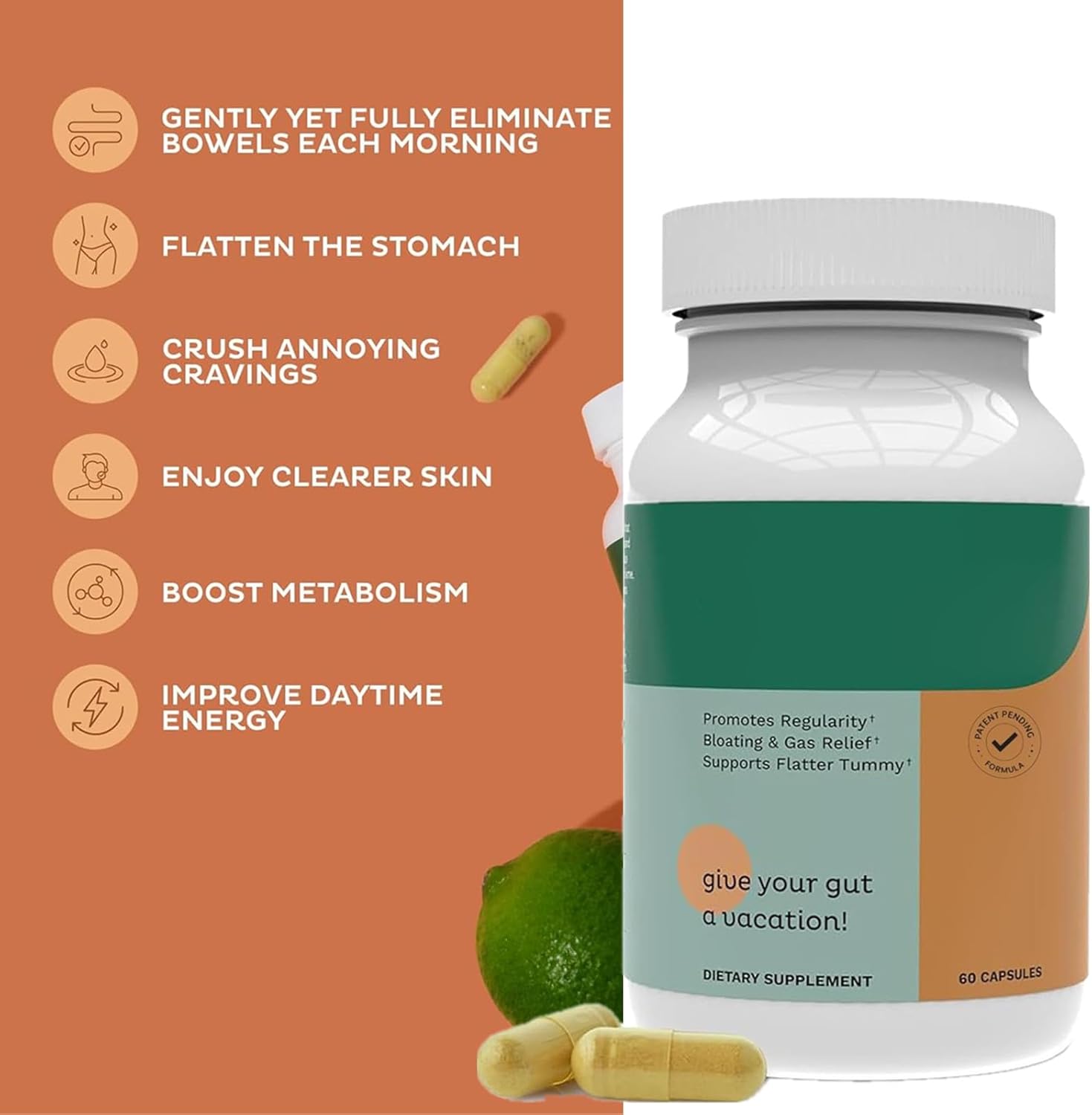 2 Bottles Probiotic for Gut Health: Relief Gas, Bloating, Constipation, Leaky Gut Repair, Cleanse & Regulate Digestion