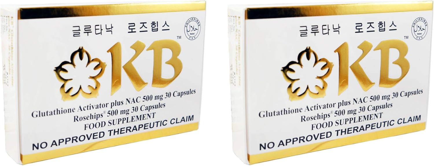 2 Boxes KB Glutathione Kyusoku Bihaku - 60 Glutanac Capsules & 60 Rosehips Capsules for Skin Lightening