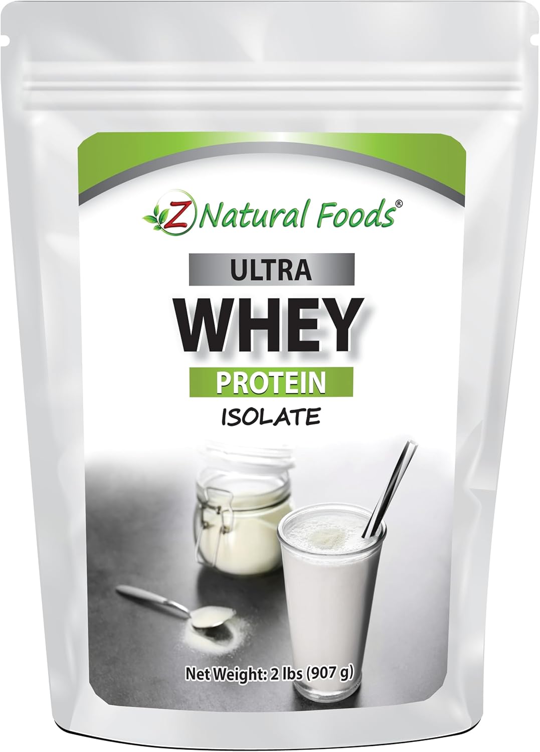 2 lbs Z Natural Foods Ultra Whey Protein Isolate Powder - Pure, Unflavored, Unsweetened for Fitness and Immune Support