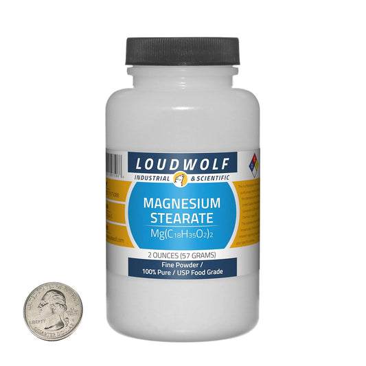 2 Ounce Bottle of 100% Pure USP Food Grade Magnesium Stearate Fine Powder by Loudwolf
