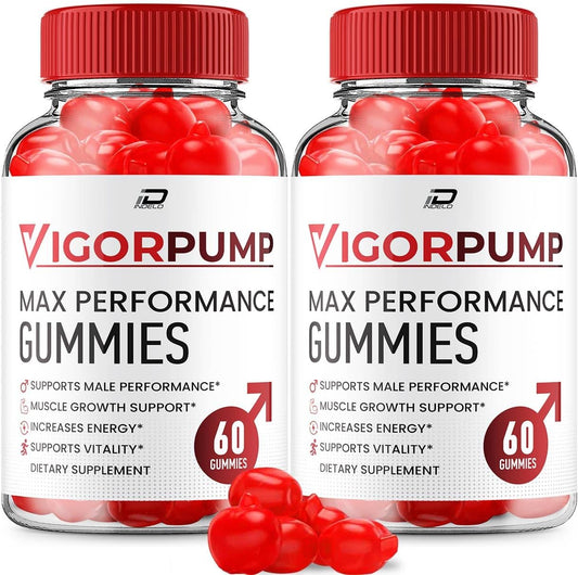 2 Pack - Indelo VigorPump Male Gummies - All-Natural Supplement for Men - Pump Vigor Gummies with Reviews - 120 Gummies
