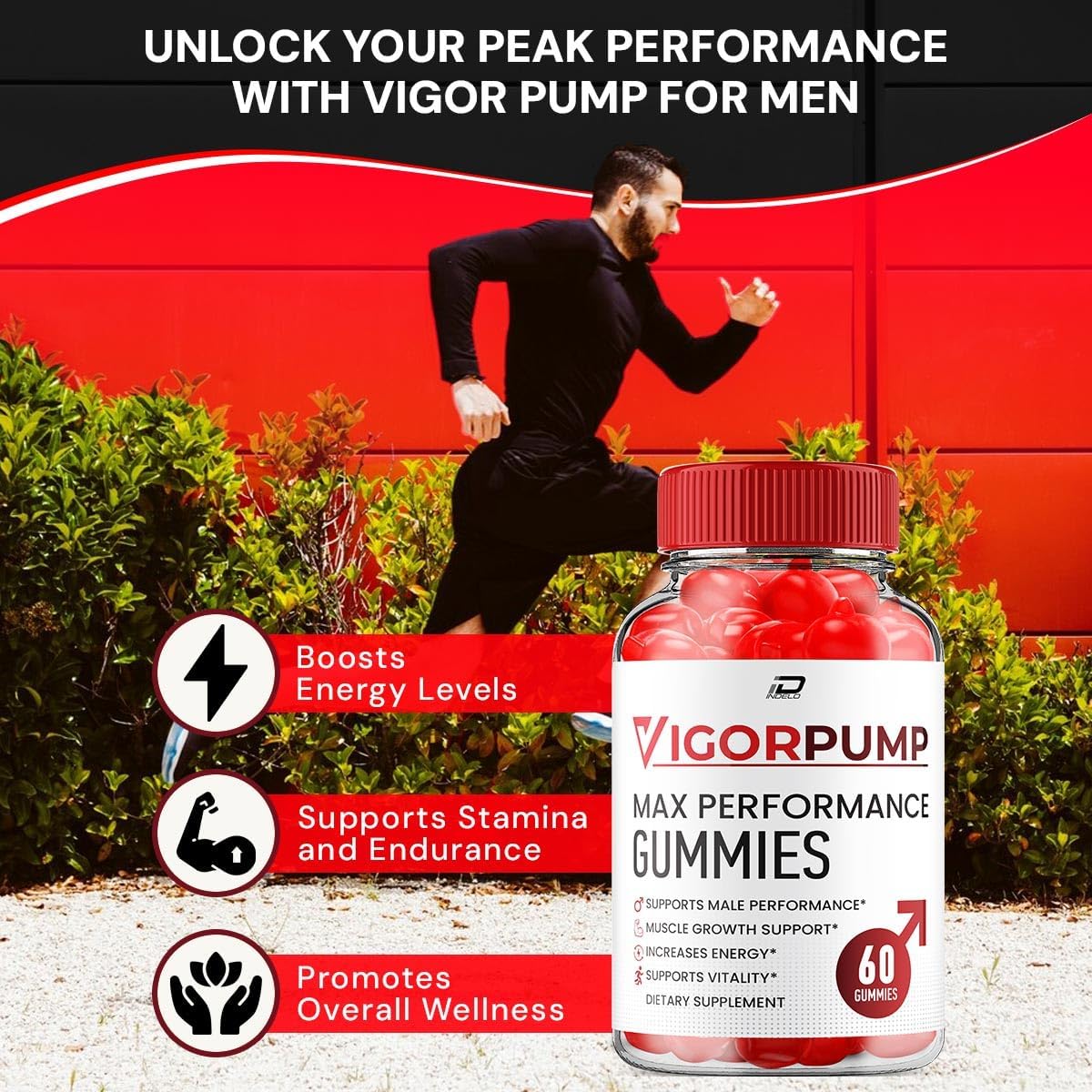 2 Pack - Indelo VigorPump Male Gummies - All-Natural Supplement for Men - Pump Vigor Gummies with Reviews - 120 Gummies