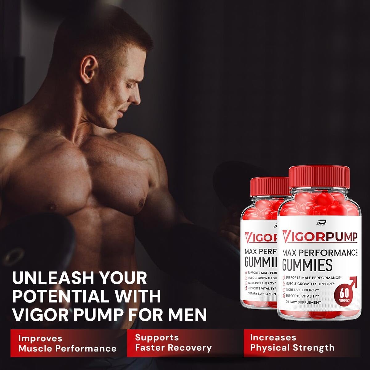 2 Pack - Indelo VigorPump Male Gummies - All-Natural Supplement for Men - Pump Vigor Gummies with Reviews - 120 Gummies