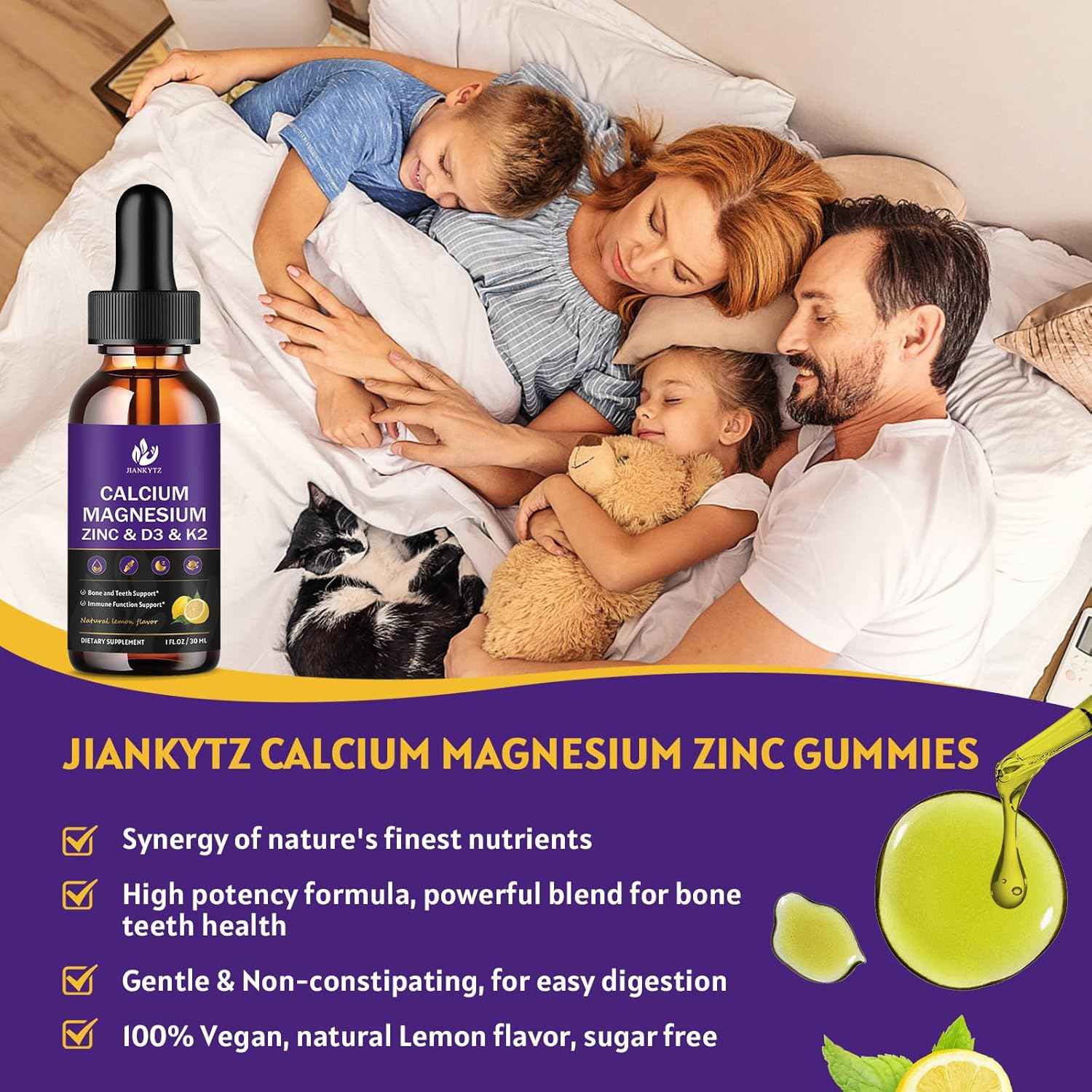 (2 Pack) Calcium Magnesium Zinc Liquid Drops for Women and Men - Bone & Teeth, Immune Support, Liquid Calcium Supplement with Magnesium Glycinate, Vitamin C D3 K2 B6 and Sea Moss | Sugar Free
