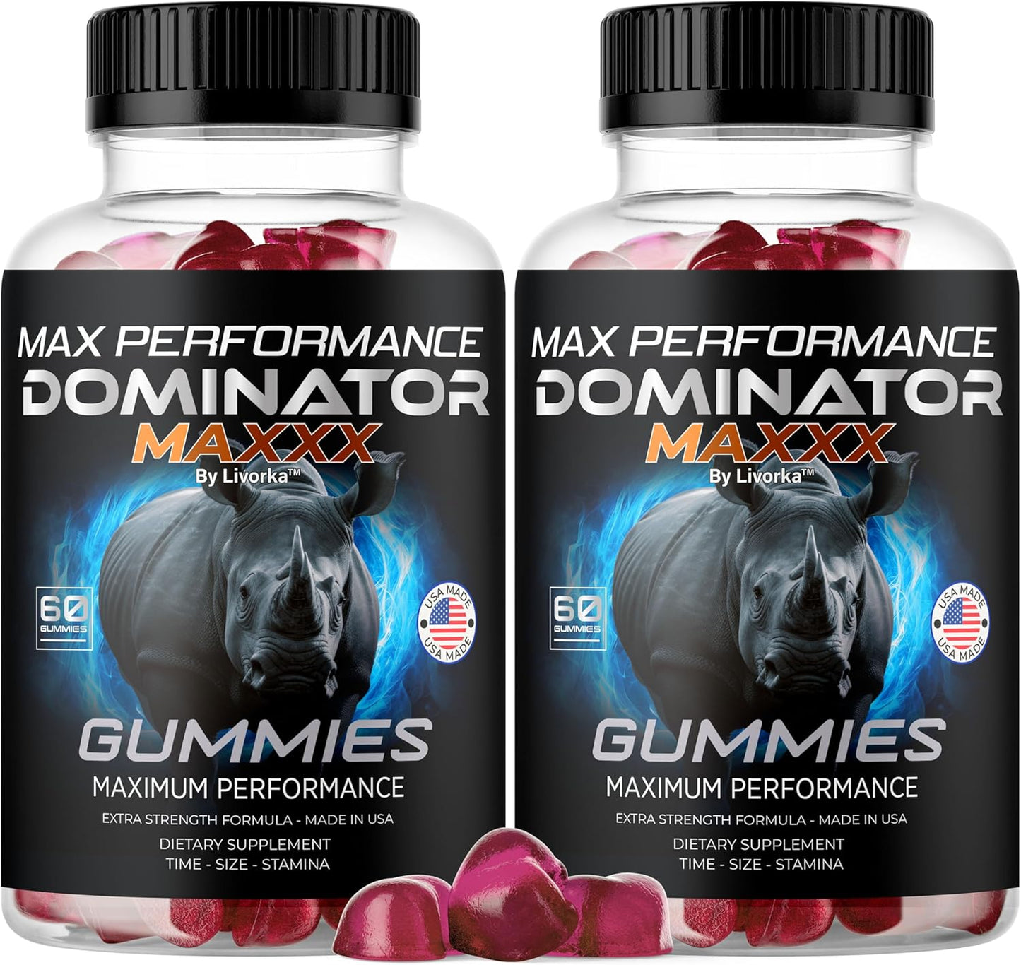 2 Pack Dominator Maxxx Gummies for Men - Advanced Formula, 120 Gummies for 2 Months