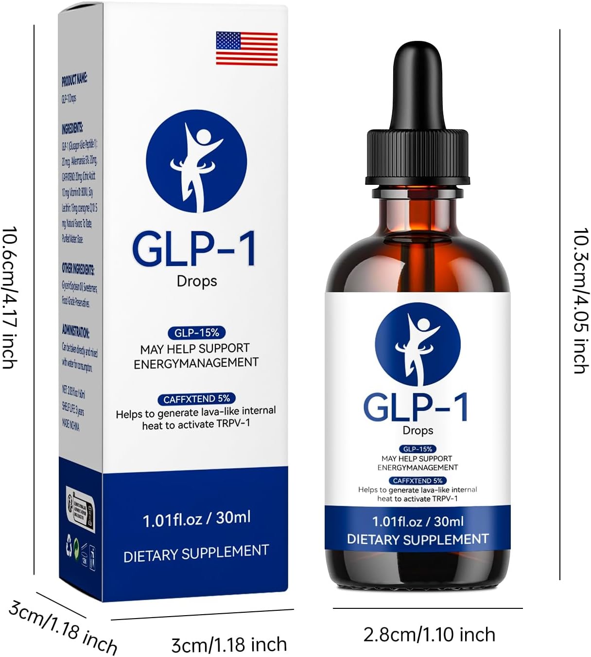 2-Pack GLP-1 Supplement Drops for Men and Women - 2.02 Fl Oz