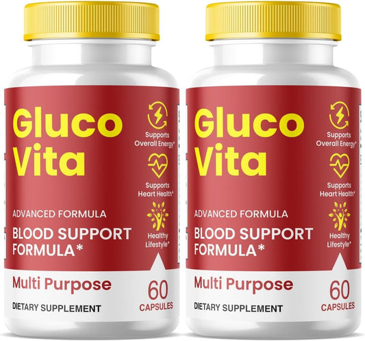 2 Pack GlucoVita Blood Support Capsules - All-Natural Supplement for Overall Well-Being - 120 Capsules Review
