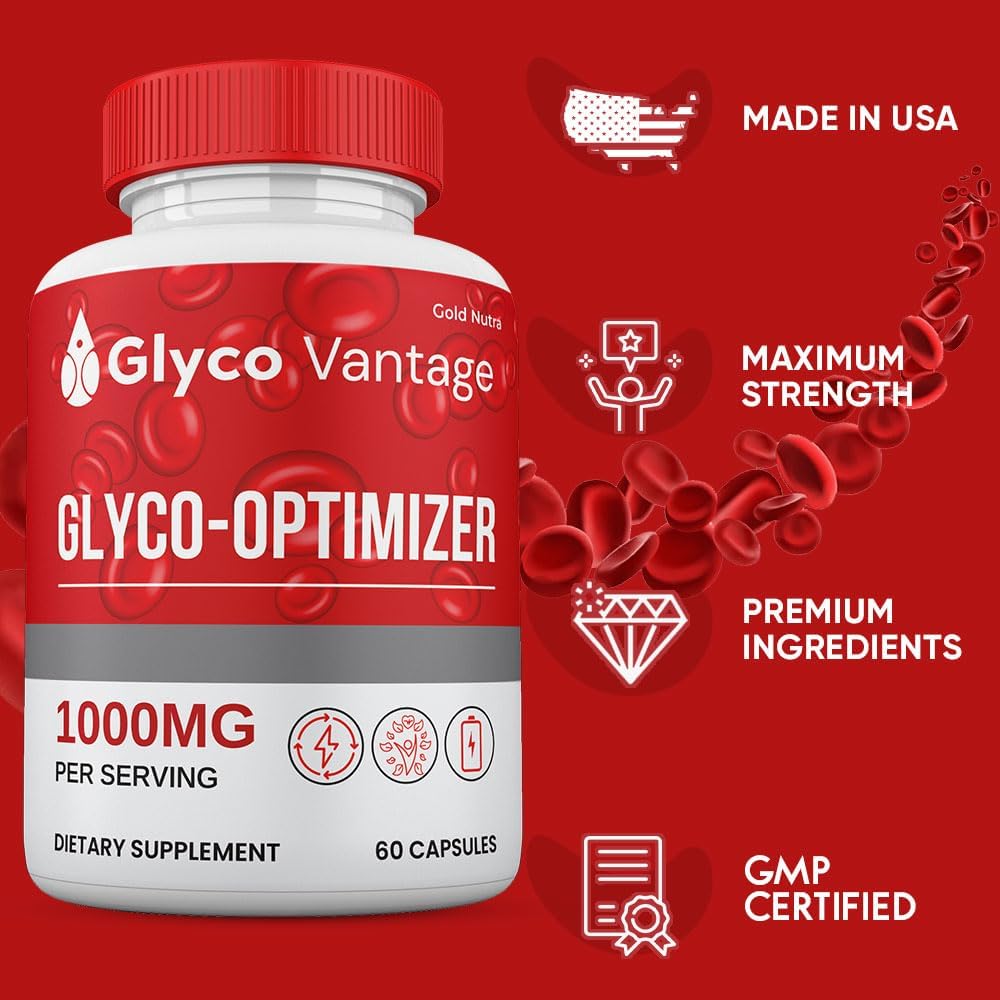 2 Pack Gold Nutra Glyco Vantage Glyco Optimizer Capsules - Maximum Strength Blood Support Supplement for Men and Women