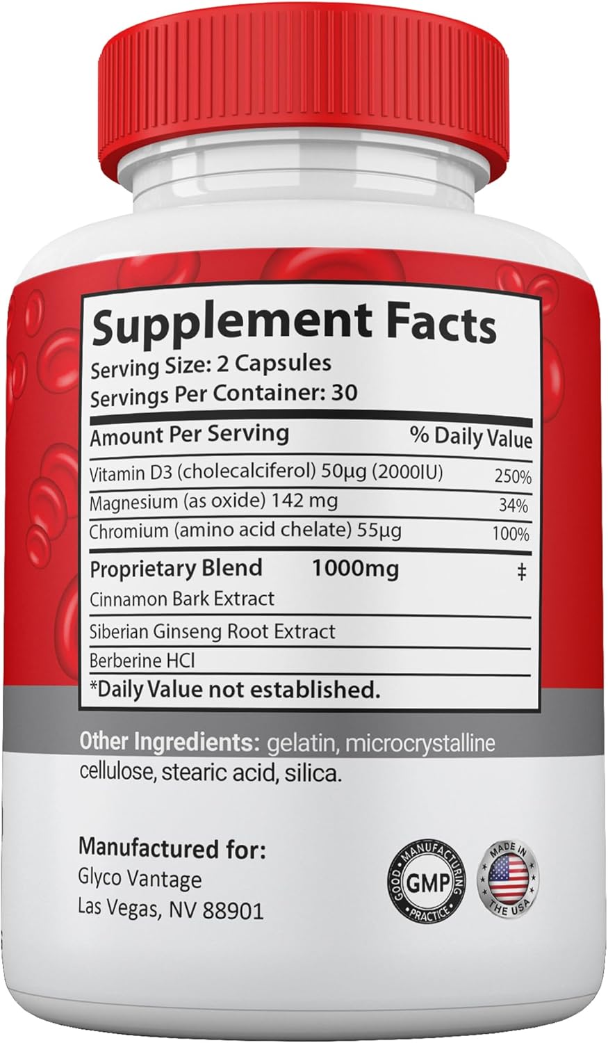 2 Pack Gold Nutra Glyco Vantage Glyco Optimizer Capsules - Maximum Strength Blood Support Supplement for Men and Women