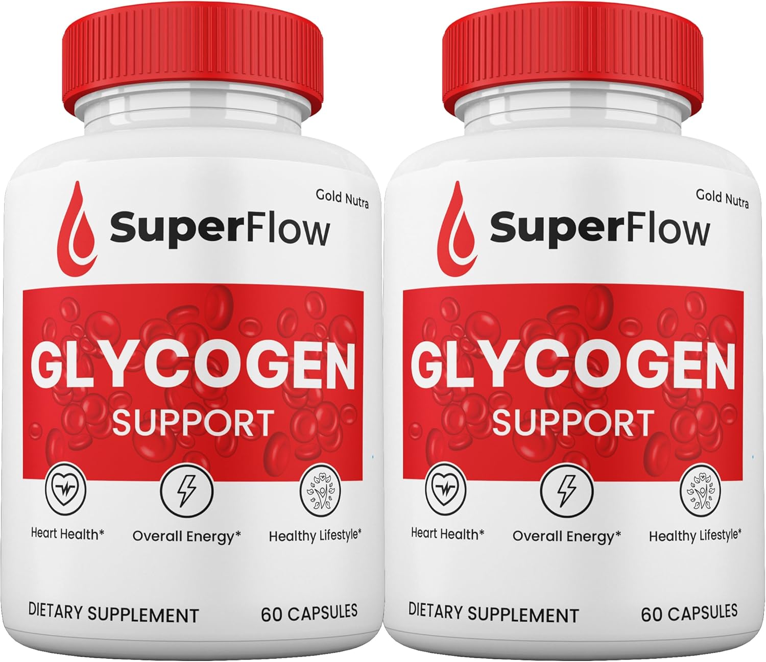 2-Pack Gold Nutra SuperFlow Blood Support Capsules - Natural Glycogen Pills for 2 Months