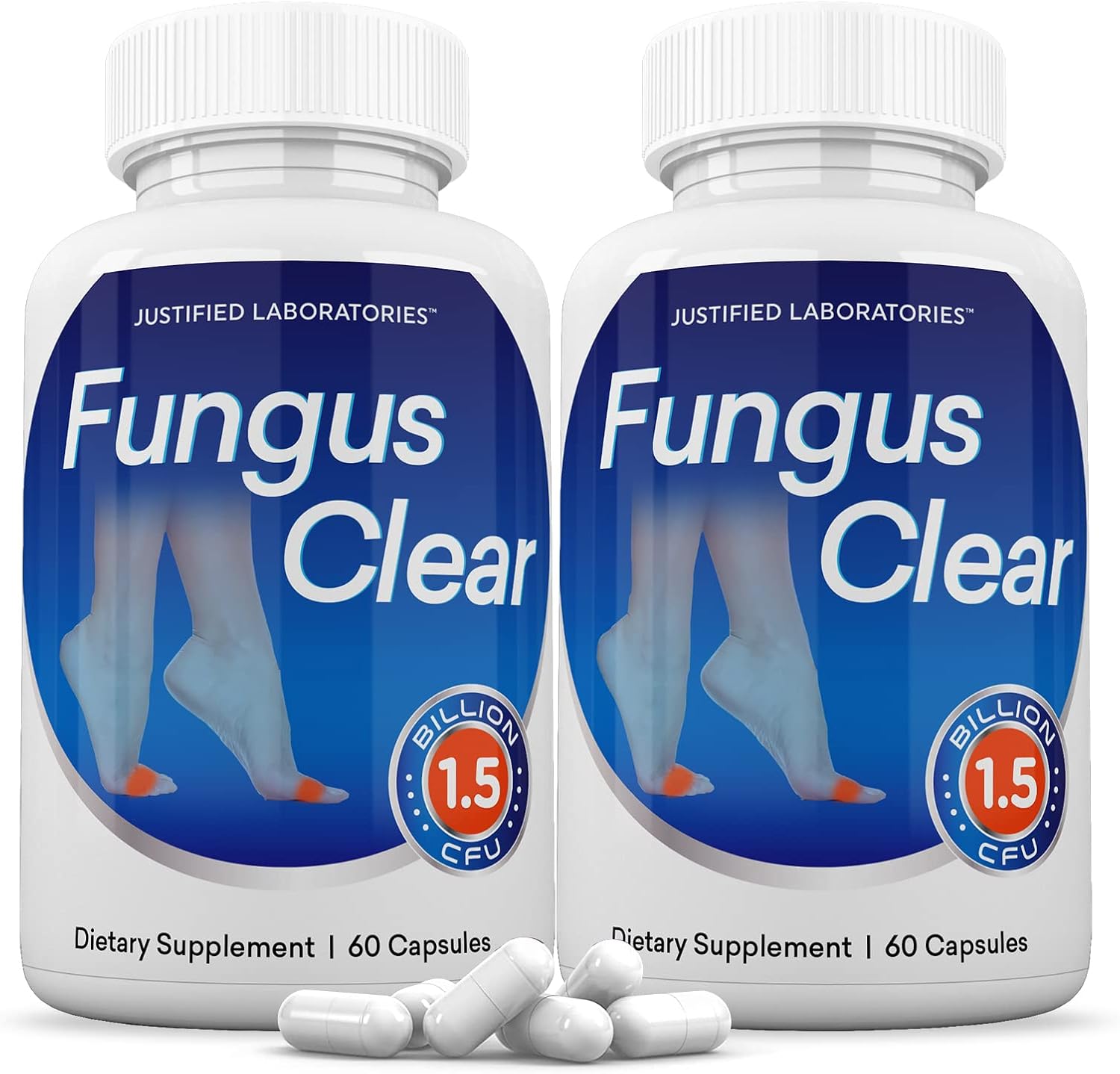 2 Pack Justified Laboratories Fungus Clear Probiotic Pills - 1.5 Billion CFU, 120 Capsules