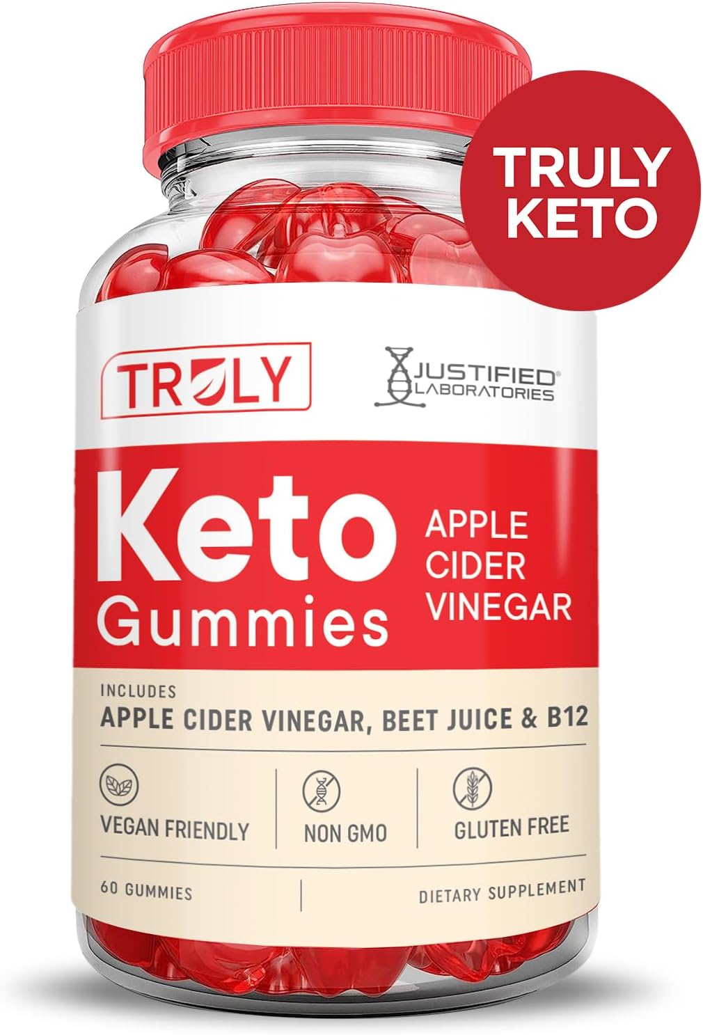 2-Pack Justified Laboratories Truly Keto ACV Gummies - 1000MG Advanced Formula with Pomegranate Beet Juice Powder - B12 Vegan Non-GMO - 120 Gummys