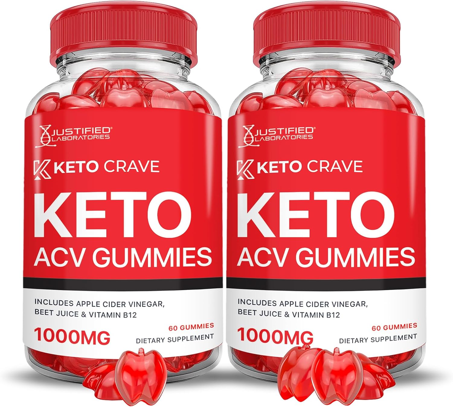 2 Pack Keto Crave Keto ACV Gummies with Pomegranate Beet Juice Powder - 1000mg Formula, B12, Vegan, Non GMO - 120 Gummies