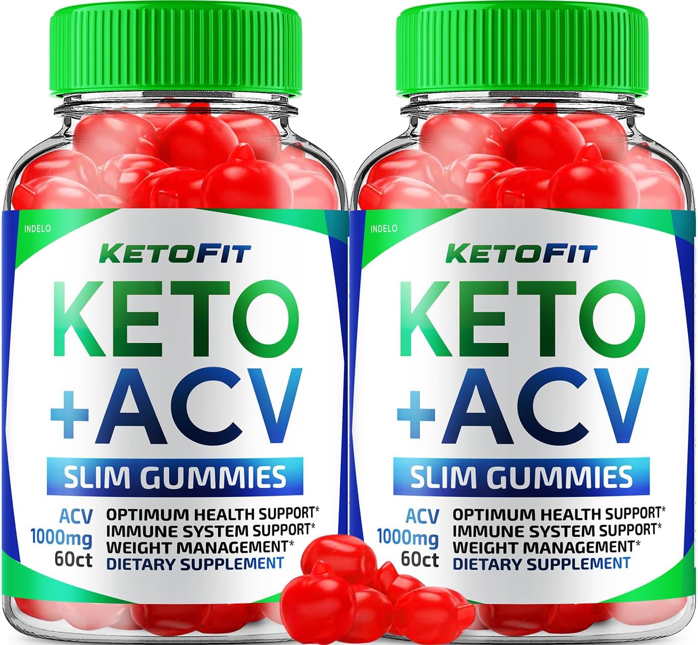2 Pack Ketofit ACV Gummies - Advanced 1000mg Keto + ACV Weight Management Supplement with Apple Cider Vinegar, B12, B6 - 120 Gummies