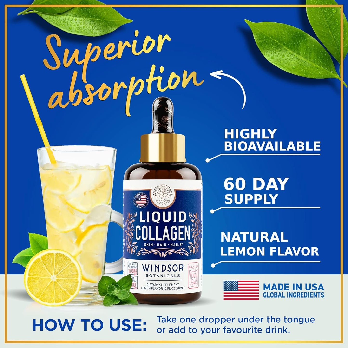 2-Pack Liquid Collagen and Iron Bundle for Women's Beauty and Wellness by WINDSOR BOTANICALS