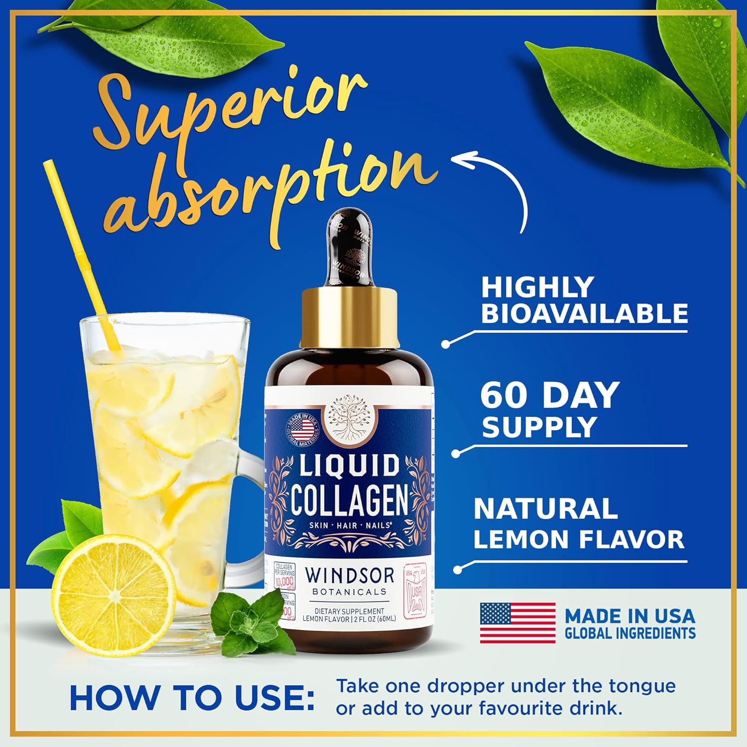 2-Pack Liquid Collagen and Iron Bundle for Women's Beauty and Wellness by WINDSOR BOTANICALS