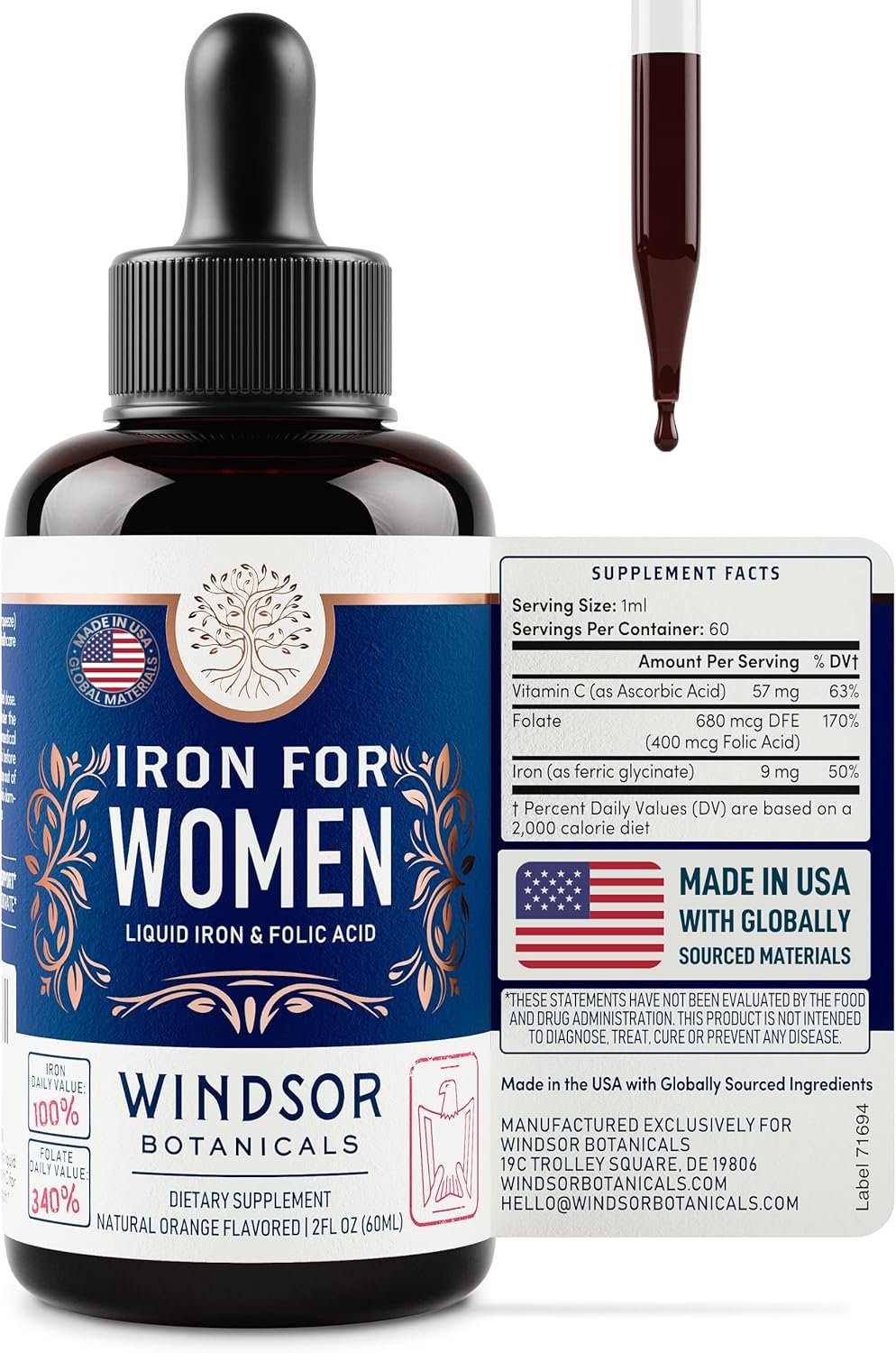 2-Pack Liquid Collagen and Iron Bundle for Women's Beauty and Wellness by WINDSOR BOTANICALS