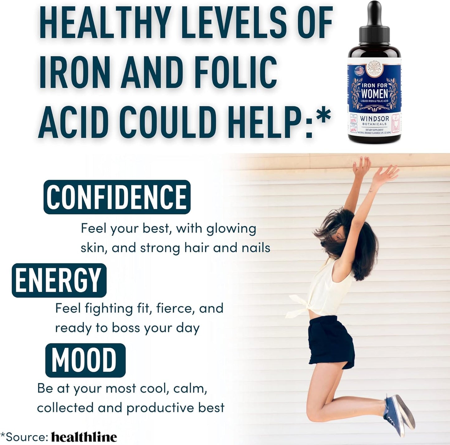 2-Pack Liquid Collagen and Iron Bundle for Women's Beauty and Wellness by WINDSOR BOTANICALS