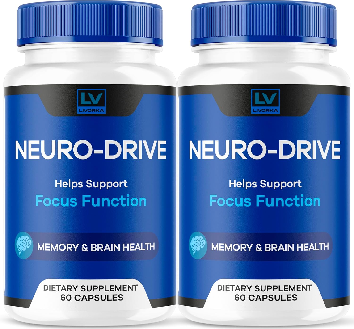 2 Pack LIVORKA Neuro Drive Capsules - Advanced Formula for Brain Health - All Natural Reviews - 120 Capsules for 2 Months