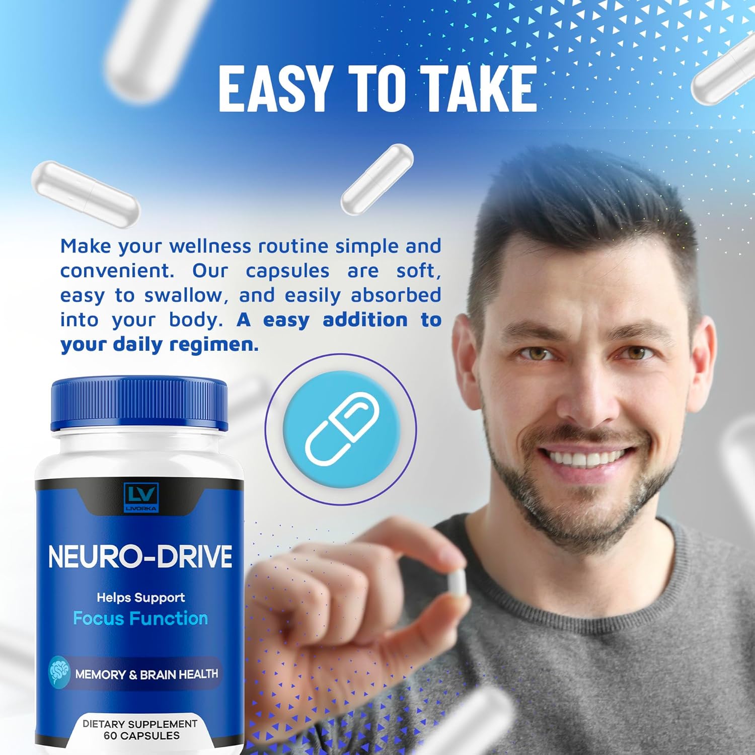 2 Pack LIVORKA Neuro Drive Capsules - Advanced Formula for Brain Health - All Natural Reviews - 120 Capsules for 2 Months